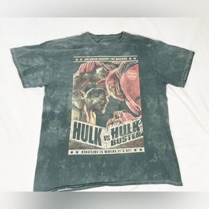 Avengers Hulk VS Hulk Mens Green Print Short Sleeve T-Shirt Size L